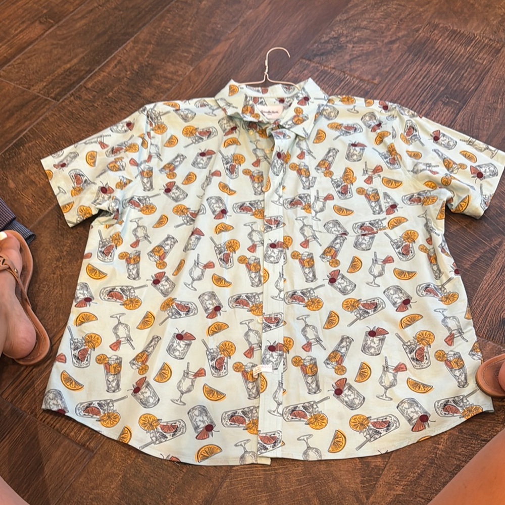 Goodfellow & Co Cream and Orange Casual Button Down Shirt